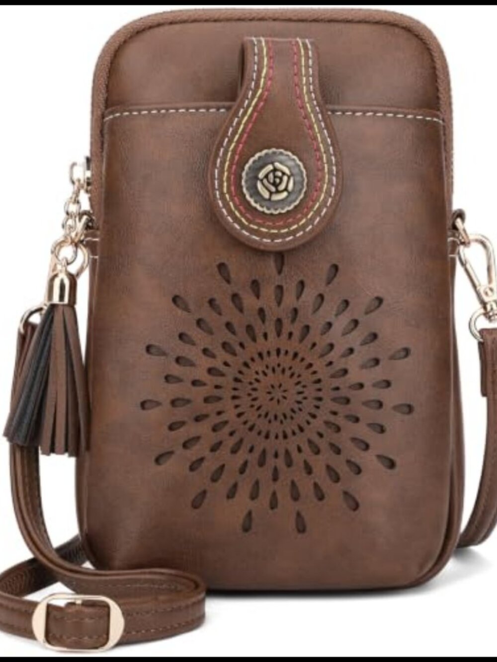 Vegan Leather Crossbody Phone Purse with Tassels – Small Lightweight